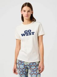DAMSKA KOSZULKA WRANGLER TEE VINTAGE WHITE 112362572. Białe bluzki damskie Wrangler, s, bez wzorów, vintage, bez kołnierzyka, bez ramiączek. Za 79.99 zł.