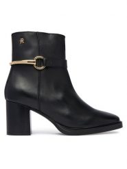 Tommy Hilfiger Botki TH Stud Heel Riding Ankle Boot FW0FW09552 Czarny. Czarne botki damskie Tommy Hilfiger, bez wzorów, ze skóry, bez obcasa, na słupku, bez zapięcia. Za 849.99 zł.
