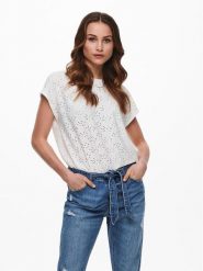 ONLY Bluzka Smilla 15231005 Biały Regular Fit. Białe bluzki damskie ONLY, xs, bez wzorów, z syntetyku, bez kołnierzyka, bez ramiączek. Za 69.99 zł.