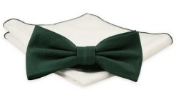 Zielona Elegancka Mucha z Białą Poszetką -CHATTIER- Męska, Butelkowa Zieleń, Drobny Wzór. Zielone krawaty i muchy Chattier, bez wzorów, eleganckie. Za 59.00 zł.