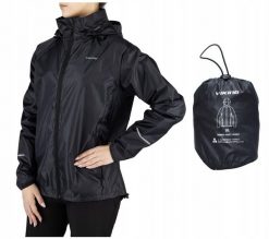 Kurtka przeciwdeszczowa Rainer Lady. Czarne kurtki sportowe damskie Viking, m, bez wzorów, z materiału, bez ramiączek, z kapturem, trekkingowe. Za 181.99 zł.