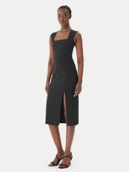 Patrizia Pepe Sukienka koktajlowa 2A3010/JZ26-K103 Czarny Regular Fit. Czarne sukienki damskie Patrizia Pepe, bez wzorów, z syntetyku, wizytowe, bez kołnierzyka, bez ramiączek. Za 1,109.00 zł.