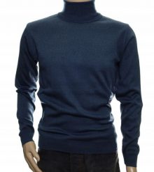 Sweter męski z golfem golf wełny wełna wełniany niegryzący M indygo 1702. Swetry męskie Selantino, m, bez wzorów, z wełny, bez kołnierzyka, bez ramiączek. Za 151.28 zł.