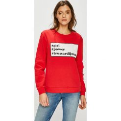 Trussardi Jeans - Bluza. Czerwone bluzy damskie TRUSSARDI JEANS, l, bez wzorów, z bawełny, bez ramiączek, bez kaptura. W wyprzedaży za 199.90 zł.