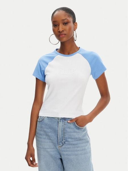 Juicy Couture T-Shirt Contrast JCWCT125307 Biały Slim Fit. Białe t-shirty damskie Juicy Couture, m, bez wzorów, z bawełny, bez kołnierzyka, bez ramiączek. Za 69.99 zł.