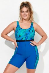 Damskie Strój kąpielowy zamek błyskawiczny papryczki chili z recyklingu. Niebieskie stroje kąpielowe damskie Ulla Popken, plus size, bez wzorów, z elastanu. Za 279.99 zł.