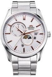 Zegarek Orient Męski Sun&Moon biała tarcza 42 mm (RA-AK0306S30B). Białe zegarki męskie Orient, bez wzorów. Za 1,417.99 zł.
