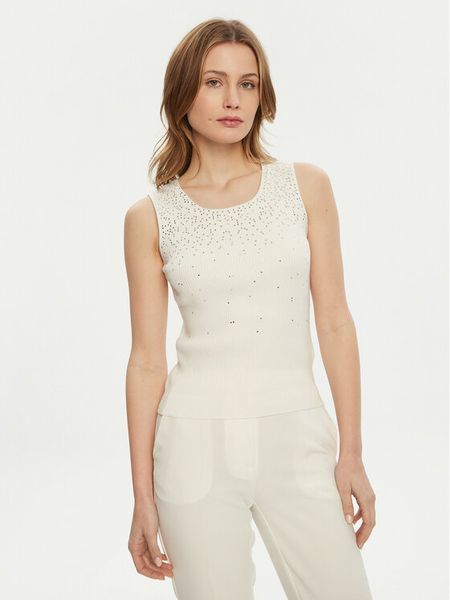 Marciano Guess Top 5RGR47 5821Z Écru Regular Fit. Topy damskie Marciano Guess, xxs, z aplikacjami, z wiskozy, bez kołnierzyka, bez ramiączek. Za 259.99 zł.