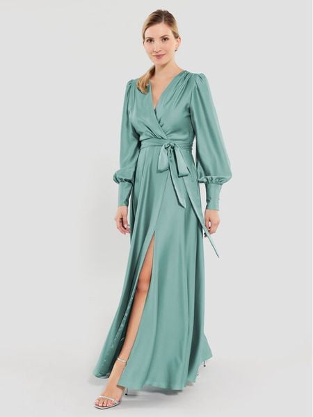 Swing Sukienka wieczorowa 5AE00600 Turkusowy Regular Fit. Niebieskie sukienki damskie Swing, bez wzorów, z syntetyku, wizytowe, bez kołnierzyka, bez ramiączek. Za 899.99 zł.