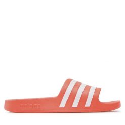 Klapki adidas. Brązowe klapki damskie Adidas, bez wzorów, sportowe, bez obcasa, bez zapięcia. Za 99.99 zł.