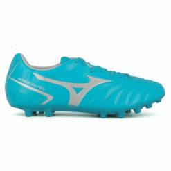 Buty sportowe dla dorosłych do gry w piłkę Monarcida Neo II Sel AG. Niebieskie buty sportowe męskie Mizuno, bez wzorów, bez zapięcia, do piłki nożnej. Za 169.99 zł.