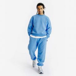 Bluza okrągły dekolt męska Elementals. Niebieskie bluzy męskie Decathlon, m, bez wzorów, z bawełny, casualowe, bez ramiączek, bez kaptura. Za 169.99 zł.