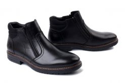 RIEKER 33151-00 black, botki męskie. Czarne botki męskie Rieker, bez wzorów, z wełny, bez obcasa, bez zapięcia. Za 439.90 zł.