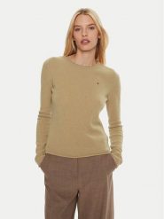 Tommy Hilfiger Sweter WW0WW44161 Brązowy Regular Fit. Brązowe swetry nierozpinane damskie Tommy Hilfiger, xs, bez wzorów, z wełny, bez kołnierzyka, bez ramiączek. Za 449.99 zł.