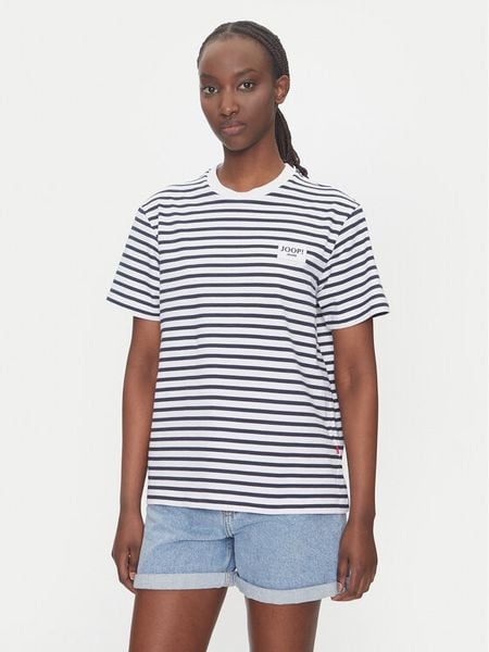 JOOP! Jeans T-Shirt Teele 30046131 Granatowy Regular Fit. Niebieskie t-shirty damskie JOOP! Jeans, s, bez wzorów, z bawełny, bez kołnierzyka, bez ramiączek. Za 169.99 zł.