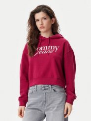 Tommy Jeans Bluza Script DW0DW20306 Różowy Relaxed Fit. Czerwone bluzy damskie Tommy Jeans, s, bez wzorów, z bawełny, bez ramiączek, bez kaptura. Za 219.99 zł.