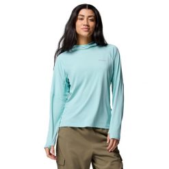 Bluza dresowa sportowa damska Skien Valley Hoodie. Niebieskie bluzy damskie Columbia, l, bez wzorów, z bawełny, sportowe, bez ramiączek, bez kaptura. Za 249.99 zł.