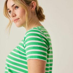 Koszulka turystyczna damska Bayletta. Zielone bluzki damskie Regatta, bez wzorów, z jersey, casualowe, bez kołnierzyka, bez ramiączek. Za 130.50 zł.