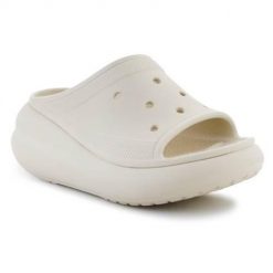 Klapki damskie Crocs Crush Slide Bone Os. Białe klapki damskie Crocs, bez wzorów, z materiału, sportowe, bez obcasa, bez zapięcia. Za 203.25 zł.