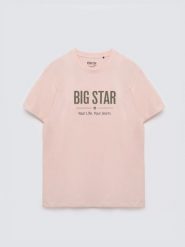 Koszulka męska o klasycznym kroju różowa Bruno 600. Czerwone t-shirty męskie BIG STAR, l, bez wzorów, z bawełny, bez kołnierzyka, bez ramiączek. Za 99.99 zł.