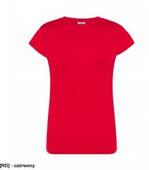 JHK T-shirt damski JHK - premium z krótkim rękawem, dopasowany do sylwetki, single jersey, 170 g czerwony 2XL. Czerwone t-shirty damskie JHK, xl, bez wzorów, z jersey, bez kołnierzyka, bez ramiączek. Za 14.08 zł.