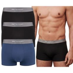 Majtki męski bokserki XL bawełniane zestaw 3 pary czarne - granatowe Peterson PTN MY-3-B01XL. Czarne bokserki męskie Peterson, bez wzorów, z bawełny. Za 53.99 zł.