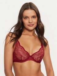 Hunkemöller Biustonosz z fiszbiną 206365 Bordowy. Czerwone biustonosze Hunkemöller, bez wzorów, z syntetyku. Za 129.99 zł.