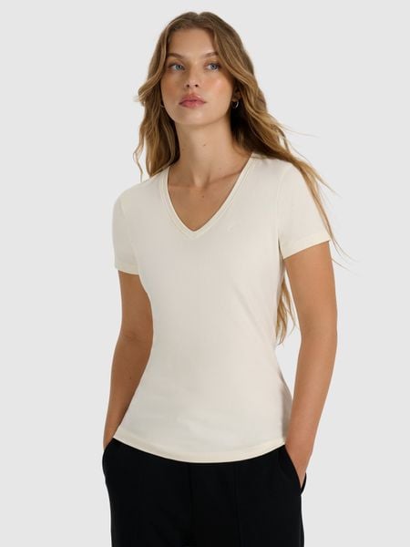 4F T-shirt slim gładki damski - beżowy S. Brązowe t-shirty damskie 4F, s, bez wzorów, z bawełny, bez kołnierzyka, bez ramiączek. Za 59.99 zł.