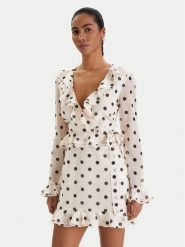 Bardot Sukienka koktajlowa Frill Detail 60115DB2 Écru Regular Fit. Sukienki damskie Bardot, bez wzorów, z syntetyku, wizytowe, bez kołnierzyka, bez ramiączek. Za 599.99 zł.