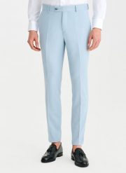 PAKO LORENTE - Błekitne spodnie ganiturowe. Niebieskie eleganckie spodnie męskie Pako Lorente, bez wzorów, z elastanu. Za 599.99 zł.