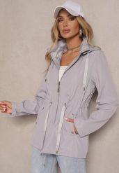 Jasnoszara Kurtka Parka o Dwustronnym Kroju z Kapturem i Ściągaczem Tillionne. Szare kurtki damskie Renee, xl, bez wzorów, z jeansu, z kapturem. Za 139.99 zł.
