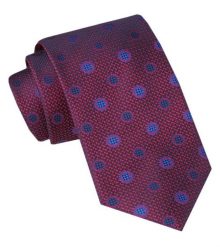 Męski Krawat - Alties - Czerwony w Niebieskie Groszki. Czerwone krawaty i muchy Alties, bez wzorów, z tkaniny, eleganckie. Za 49.00 zł.