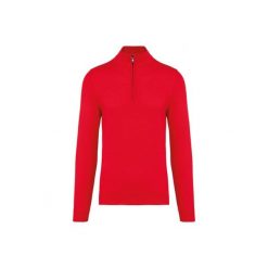 Sweter 1/4 zip Kariban. Czerwone swetry nierozpinane damskie KARIBAN, na zimę, bez wzorów, bez kołnierzyka, bez ramiączek. Za 211.50 zł.