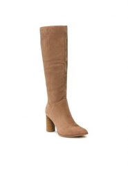 Jenny Fairy Kozaki LS5784-02 Brązowy. Brązowe kozaki damskie Jenny Fairy, bez wzorów, z materiału, bez obcasa, na słupku, bez zapięcia. Za 199.99 zł.