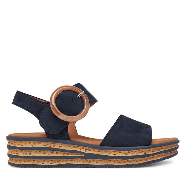 Sandały Gabor. Niebieskie sandały damskie Gabor, bez wzorów, bez obcasa, na koturnie, bez zapięcia. Za 589.99 zł.