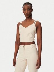 Rinascimento Top CFC0127891003 Beżowy Slim Fit. Brązowe topy damskie Rinascimento, s, bez wzorów, z syntetyku, bez kołnierzyka, bez ramiączek. Za 399.99 zł.