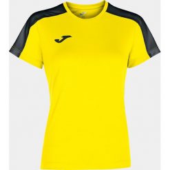 Koszulka do piłki nożnej damska Joma Academy III z krótkim rękawem. Czarne bluzki damskie Joma, m, bez wzorów, sportowe, bez kołnierzyka, bez ramiączek. Za 89.00 zł.