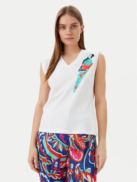 Lola Casademunt by Maite Bluzka MS2515023 Biały Regular Fit. Białe bluzki damskie Lola Casademunt by Maite, l, bez wzorów, z bawełny, bez kołnierzyka, bez ramiączek. Za 159.99 zł.