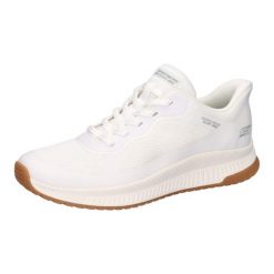 Buty sportowe Sneakersy damskie, Slip-Ins: Bobs Squad 4 - Staple Look. Białe obuwie sportowe damskie Skechers, bez wzorów, bez zapięcia, trekkingowe, Skechers Sport. Za 309.99 zł.
