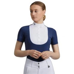 Koszula jeździecka damska Premier Equine Famosa. Niebieskie koszule damskie PREMIER EQUINE, uniwersalny, bez wzorów, z tkaniny, eleganckie, bez kołnierzyka, bez ramiączek. Za 348.00 zł.