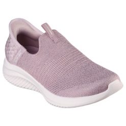 Buty sportowe Sneakersy damskie, Skechers Ultra Flex 3.0 Smooth Step Slip-ins. Fioletowe obuwie sportowe damskie Skechers, bez wzorów, bez zapięcia, trekkingowe. Za 349.99 zł.