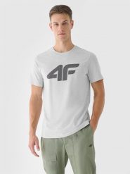 4F T-shirt regular z nadrukiem męski - szary XXL. Szare t-shirty męskie 4F, m, bez wzorów, z bawełny, bez kołnierzyka, bez ramiączek. Za 59.99 zł.