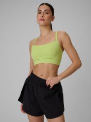 4F Biustonosz treningowy z niskim wsparciem damski - zielony M. Zielone bielizna sportowa damska 4F, m, bez wzorów, z gumy. Za 129.99 zł.