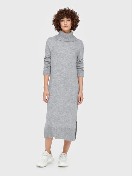 ONLY Sukienka dzianinowa Brandie 15214595 Szary Relaxed Fit. Szare sukienki damskie ONLY, m, bez wzorów, z dzianiny, bez kołnierzyka, bez ramiączek. Za 120.00 zł.