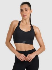 4F Biustonosz treningowy z wysokim wsparciem - czarny S. Czarne bielizna sportowa damska 4F, l, bez wzorów, z elastanu. Za 179.99 zł.