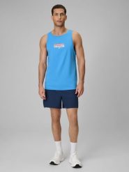 4F Spodenki plażowe boardshorty męskie - granatowe XXL. Niebieskie szorty męskie 4F, bez wzorów, z materiału. Za 59.99 zł.