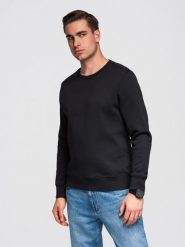 Bluza męska dresowa BASIC z okrągłym dekoltem OM-SSBN-0271 - - Rozmiar: XL. Niebieskie bluzy męskie Ombre Clothing, m, z aplikacjami, z bawełny, biznesowe, bez ramiączek, bez kaptura. W wyprzedaży za 118.99 zł.