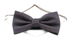 Mucha Brązowo-Granatowa z Białą Poszetką, w Drobny Wzór, Elegancka, Męska -CHATTIER. Niebieskie krawaty i muchy Chattier, bez wzorów, z poliesteru, eleganckie. Za 59.00 zł.
