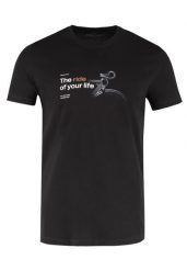 Czarny t-shirt z printem T-TOURING. Czarne t-shirty męskie Volcano, l, bez wzorów, z bawełny, bez kołnierzyka, bez ramiączek. Za 59.99 zł.