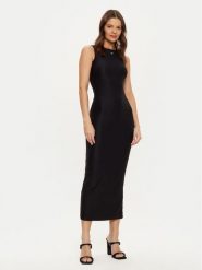Guess Sukienka dzianinowa W4YK0J KCDE0 Czarny Slim Fit. Czarne sukienki damskie Guess, l, z aplikacjami, z dzianiny, bez kołnierzyka, bez ramiączek. Za 279.99 zł.